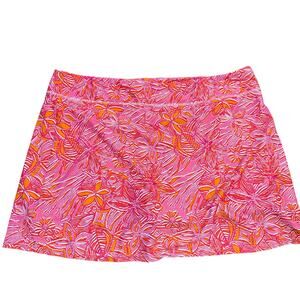 Southwind Apparel Court Skorts, Pink Orange Hibiscus, UPF 50+, Plus Size 2XL